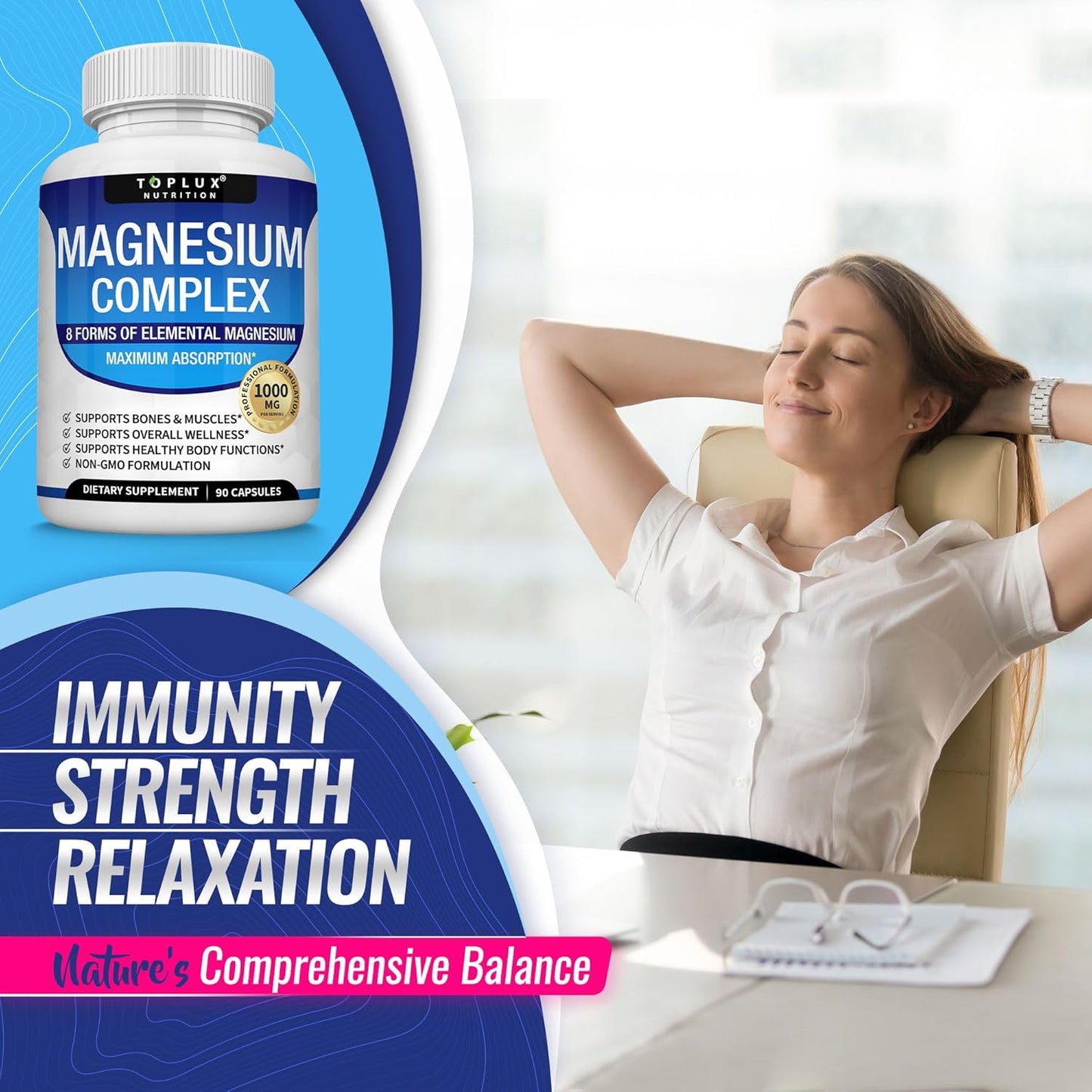 Toplux Nutrition 8-in-1 Complete Magnesium Complex 1000mg