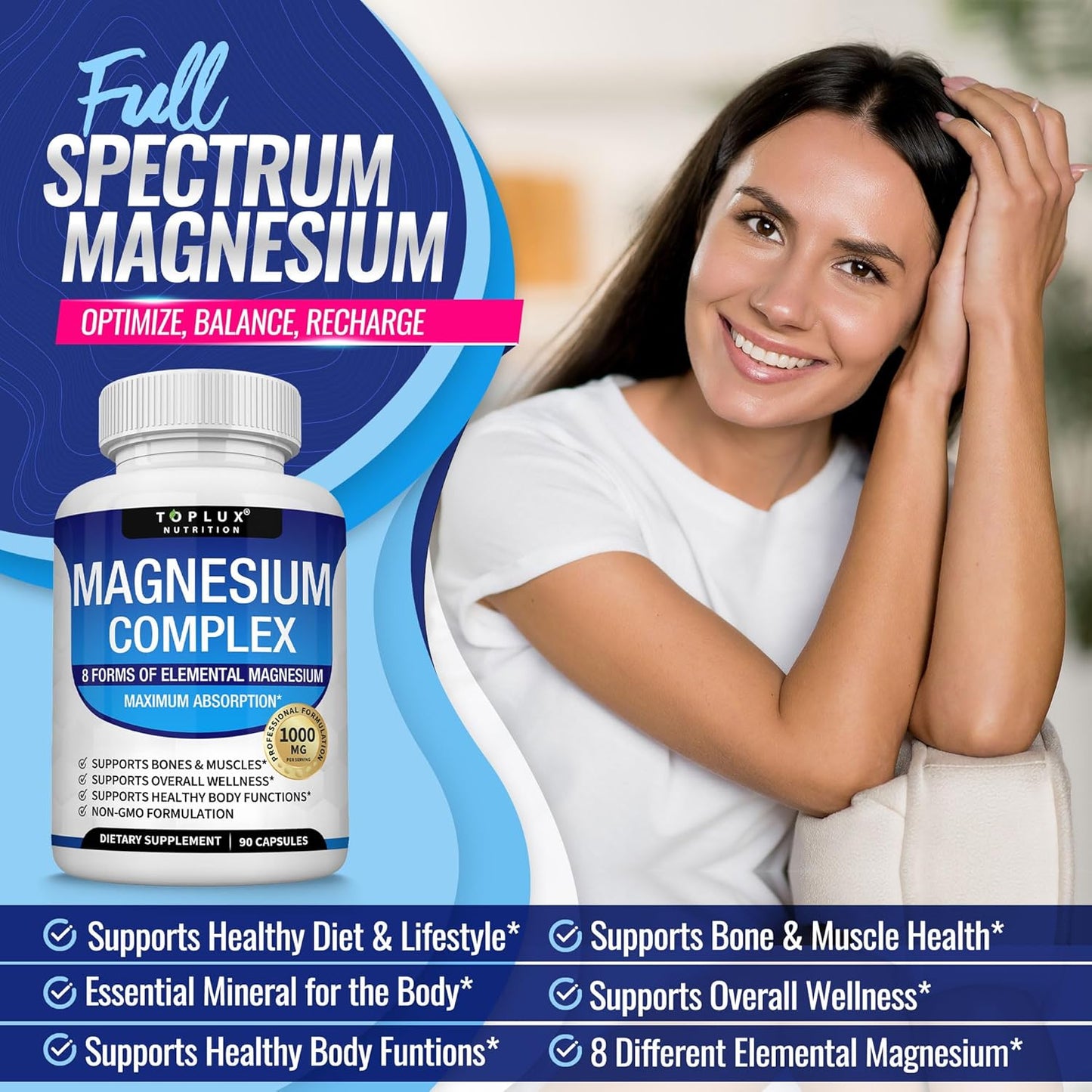 Toplux Nutrition 8-in-1 Complete Magnesium Complex 1000mg