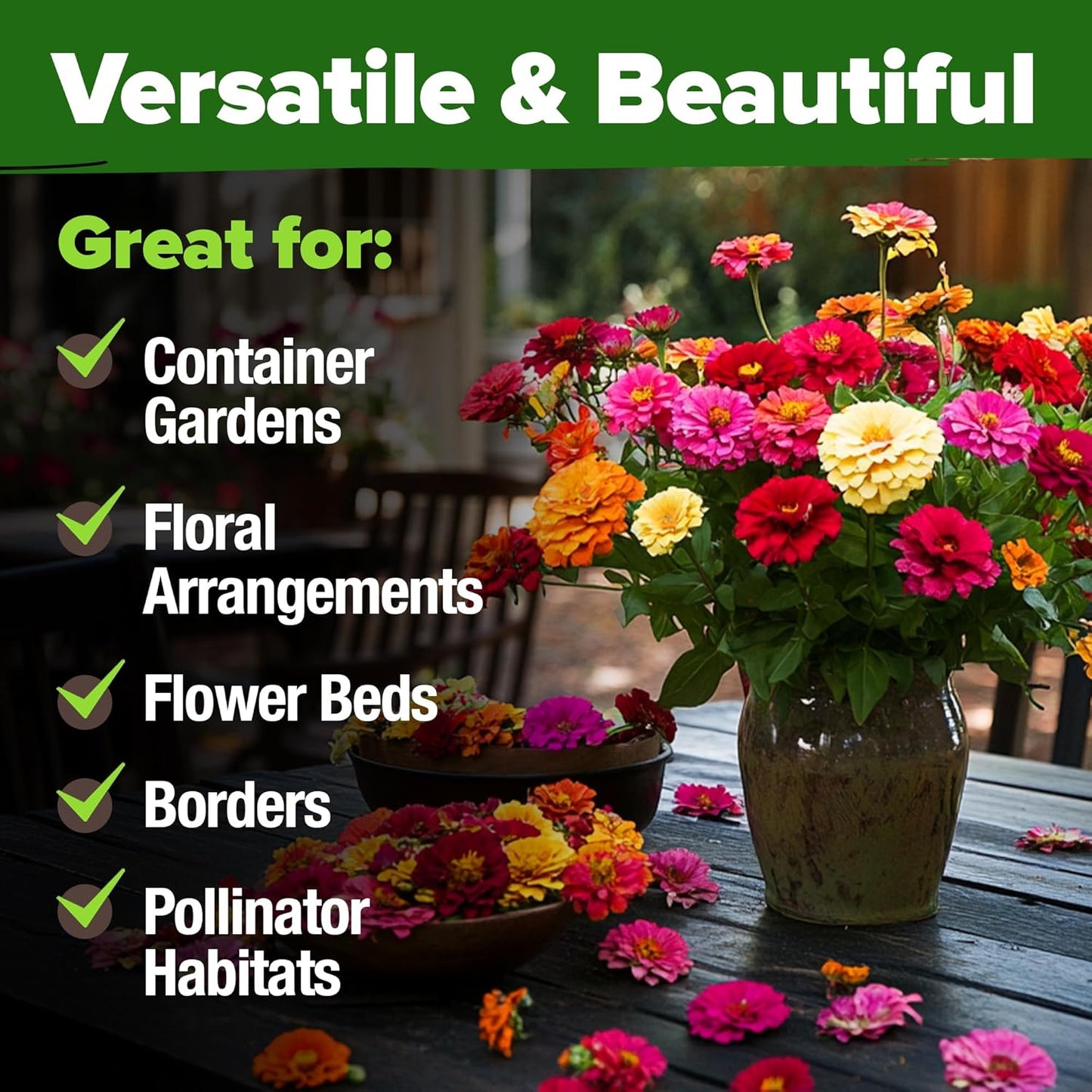 Home Grown | Premium Rainbow Zinnia Flower Seeds