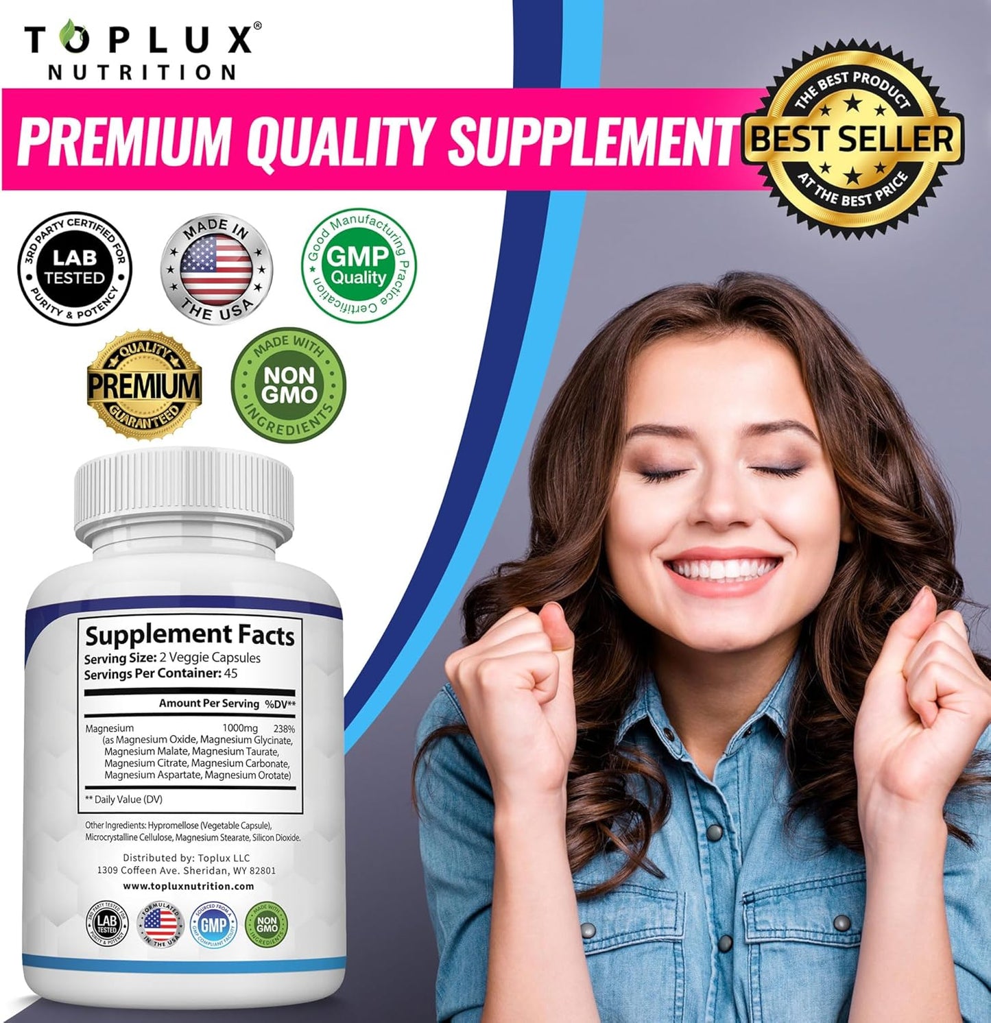 Toplux Nutrition 8-in-1 Complete Magnesium Complex 1000mg