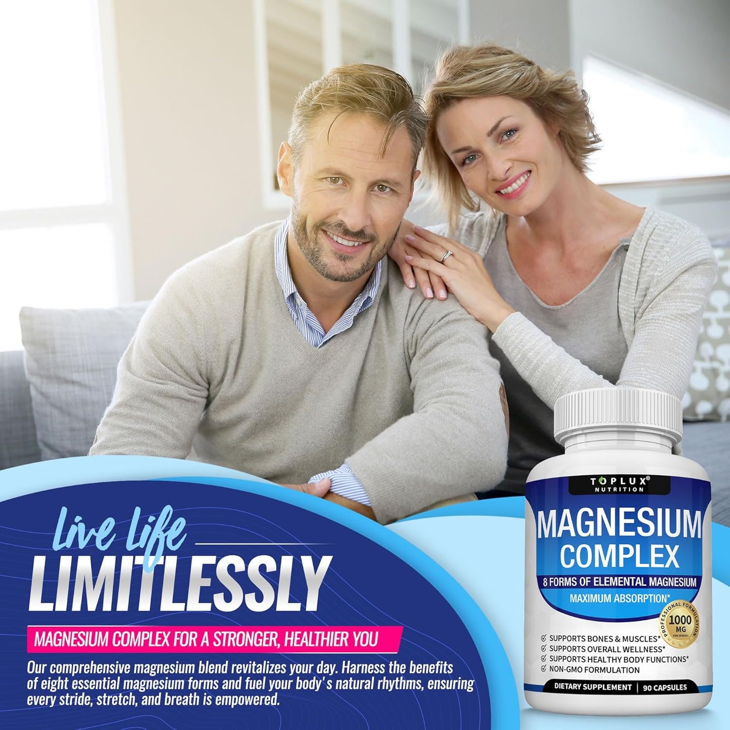 Toplux Nutrition 8-in-1 Complete Magnesium Complex 1000mg