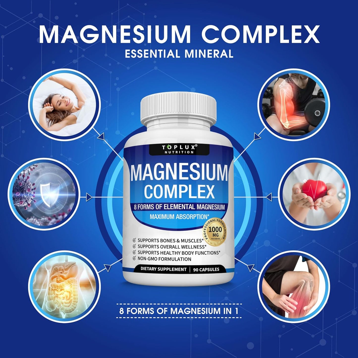 Toplux Nutrition 8-in-1 Complete Magnesium Complex 1000mg